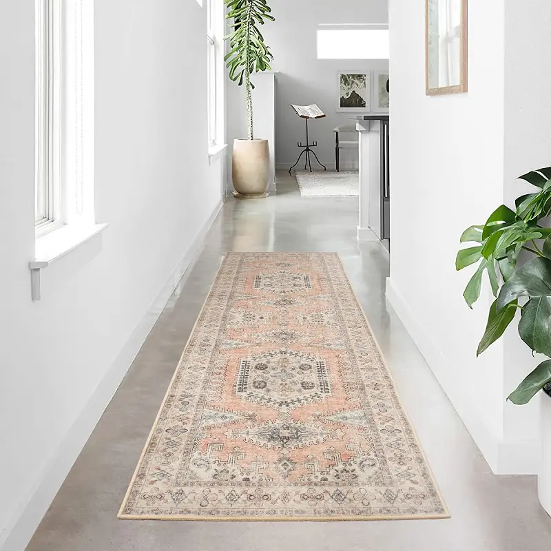 Factory custom design polyester printed foldable corridor runner rug washable rugs with pads bohemian vintage rugs
