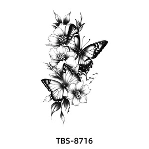 Stock all'ingrosso nero e bianco fiore animale tatuaggio adesivi per uomini e donne impermeabile petto simulazione tatuaggio per la parte superiore del corpo - Product Image 3