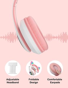 Auriculares Inalámbricos con Micrófono para Niños, Diseño de Gato Macaron, con Ranura para Tarjeta <span class=keywords><strong>TF</strong></span>, Auriculares para Juegos, Auriculares Over-ear, Auriculares Intrauditivos - Product Image 4
