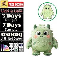 WEIMEI Peluches personnalisées Monstres verts en peluche Rembourrage en coton PP Anti-stress Logo personnalisé Haute qualité Vente en gros