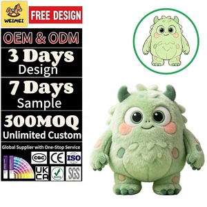 WEIMEI Muñecos <span class=keywords><strong>de</strong></span> Peluche Personalizados <span class=keywords><strong>de</strong></span> Monstruo Verde, Relleno <span class=keywords><strong>de</strong></span> Algodón PP, Alivio del Estrés, Logotipo Personalizado, Alta Calidad, Venta al Por Mayor - Product Image 1