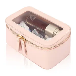 透明聚氯乙烯化妆袋收纳袋、便携式旅行化妆品化妆包盒、透明乙烯基重型化妆袋