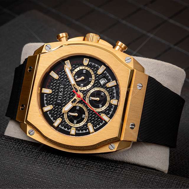 Top Designer Stainless Steel Classic Luxury Wrist Steel Square Minimalist Men Chronograph Watch with Calendar