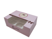 Boîte de transport pour boulangerie personnalisée 1 2 4 6 12 trous standard Boîte à cupcakes de qualité alimentaire avec fenêtre en carton de papier d'art Matériau PET
