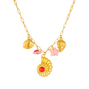 Gold Plated Conch Shell Scallop Star Pendant Chain Stainless Steel Necklace Party Fashion Jewelry - Product Image 5