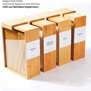 SINCERE grand bambou cuisine organisateur conteneur de stockage distributeur de nourriture sèche ensemble pour céréales et garde-manger stockage <span class=keywords><strong>organisation</strong></span> de la <span class=keywords><strong>maison</strong></span> - Product Image 2