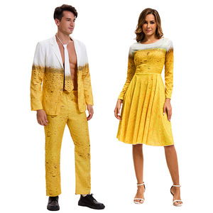 Traje de Cerveza con Degradado Amarillo para Mujer, Disfraz de Lujo para Fiesta de San Patricio Irlandés - Product Image 1
