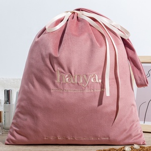 Custom Logo Printed Luxury Velvet Tote Gift Bag with Flannel Handle for Travel Shopping Cosmetics Makeup Promotional Flexography