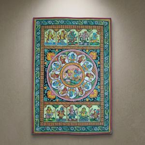 Pintura mural tradicional india Pattachitra, arte folclórico étnico hecho a mano, obra de arte mitológica de algodón para sala de estar o templo - Product Image 2