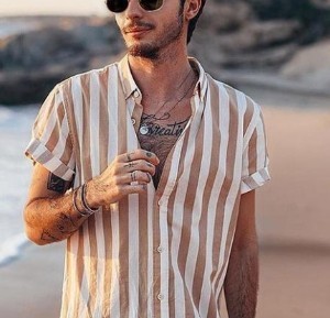 Chemises décontractées à manches courtes pour hommes, tendance été, tricotées, 150 grammes, impression numérique compressée, vente chaude - Product Image 4