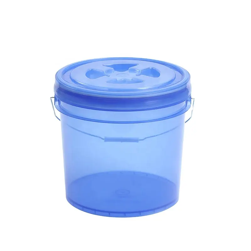 13 L Blue Ultra Transparent Water Pail with Metal Handle