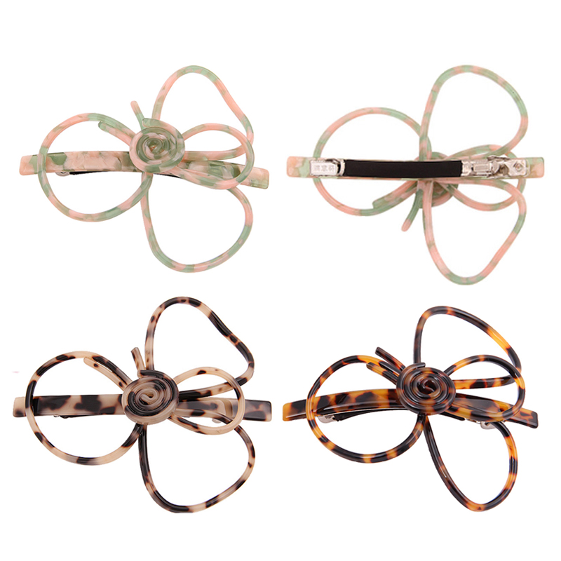 Заколка для волос с полым бантом из экологического ацетата, украшенная стразами, заколка для волос с камелией, цветочные аксессуары для волос для женщин