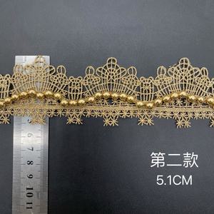 Aksesori pakaian buatan tangan terbuat dari manik-manik, menampilkan bordir renda emas dan dekorasi renda mawar. - Product Image 4