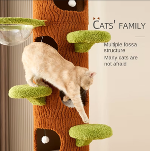 Mehrstufiger Kratz baum turm Nachhaltiger Massivholz-Katzen kletter rahmen Sisal-Kratz bäume Filzbett Hängematte Versteck höhle - Product Image 2