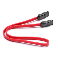 Kabel Data Serial SATA 3.0 SSD 7P-7P Kepala Lurus Selubung PVC Magnetik 0.5m Konduktor CCA Pipih Merah Komputer