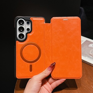 Funda Tipo Cartera con Tarjetero para <span class=keywords><strong>Samsung</strong></span> <span class=keywords><strong>Galaxy</strong></span> <span class=keywords><strong>S22</strong></span> S23 S24 S25FE S26 Ultra, de Cuero PU, con Carga Inalámbrica y Cierre Magnético - Product Image 2