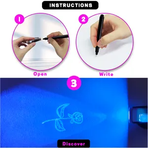 משלוח מדגם את טקטי להדפסה עם אור קסם סמן ילד בלתי נראה UV מרגלים עט