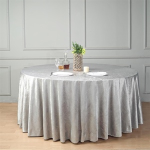 Venta al por mayor logotipo personalizado mantel de terciopelo redondo liso poliéster Pantone colores para eventos corporativos de marca - Product Image 4