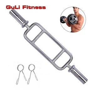 Barre de triceps olympique Guli Fitness OB34, musculation, acier solide, shrug, deadlift, hex trap, barre d'haltères de salle de sport avec colliers à ressort - Product Image 1