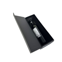 Caja de Vino Magnética Plegable Negra de Lujo Personalizada al por Mayor con Grabado para Empaque de Vodka y Refrescos, Empaque de Cartón