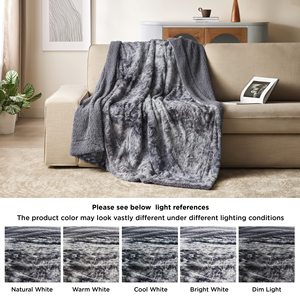 Dark <strong>Grey</strong> Plush Super Soft Lamb Wool Warm and Comfortable Faux Fur <strong>Cover</strong> for <strong>Sofas</strong> and Beds - Product Image 6