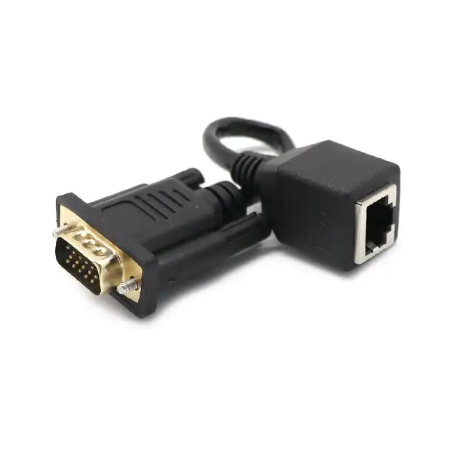 Fabrik preis VGA zu RJ45 Patchkabel Netzwerk kabel zu VGA Monitor 15Pin Extender Konverter VGA Anschluss stifte