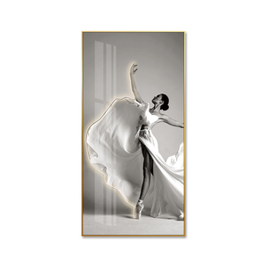 Huamiao <span class=keywords><strong>personnalisé</strong></span> Art moderne danse fille Led mur Art décor à la maison luxe salon <span class=keywords><strong>verre</strong></span> peinture - Product Image 1