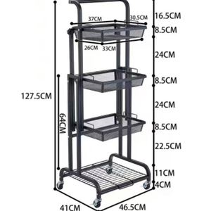 Étagère à épices de cuisine pliable en métal à 3 niveaux, rotative à 360 degrés, haute performance, avec roulettes, design moderne et luxueux - Product Image 2