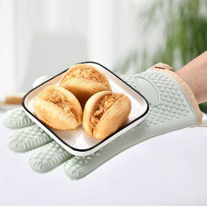 Guantes de silicona para horno, para evitar quemaduras, tapete grueso para hornear, resistente al calor, aislante, para cocina, microondas, 5 dedos - Product Image 2
