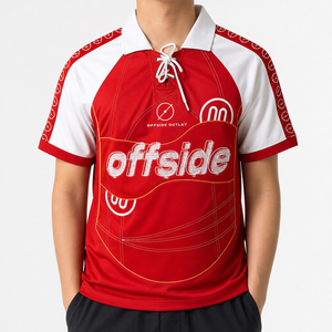 Jersey Sepak Bola Pendek Oversize Model Boxy Bernapas dengan Cetakan Vintage Unisex Streetwear untuk Pesanan Acara Musim Panas - Product Image 1