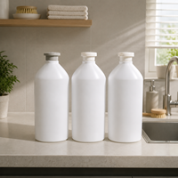 Bouteille en plastique HDPE ovale de 1050 ml avec bouchon à clapet pour shampoing, gel douche, savon liquide, lotion, emballage OEM, fabricant
