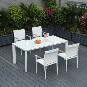 Ensemble de table et chaises de patio <span class=keywords><strong>en</strong></span> aluminium résistant aux intempéries, 7 pièces, <span class=keywords><strong>pour</strong></span> villa, bord de piscine, fabrication moderne, directement de l'usine - Product Image 2