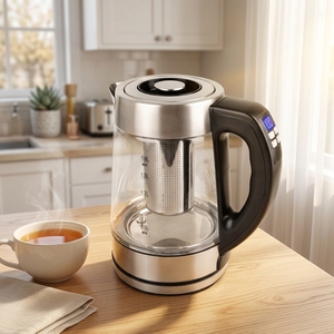 Hervidor de Vidrio de 1.8L con Control de Temperatura, Diseño Inalámbrico, Función Digital para Mantener Caliente, Ideal para Uso Doméstico y Hotelero - Product Image 6