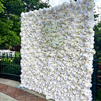 Décoration de mariage personnalisée, mur de fleurs artificielles, panneau floral de roses blanches, toile de fond murale de fleurs
