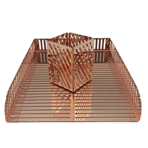 Caja de Almacenamiento de Papel A4 de Oro Rosa Personalizada, Organizador de Escritorio para Documentos, Bandeja de Archivo Chapado en Metal y Oficina - Product Image 6