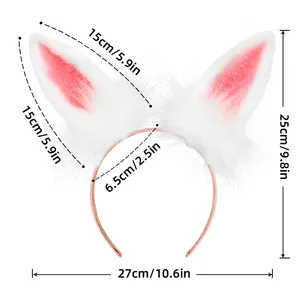 Factory Custom comfortable Halloween Fur Rabbit bunny hair band Cosplay bunny ears headband