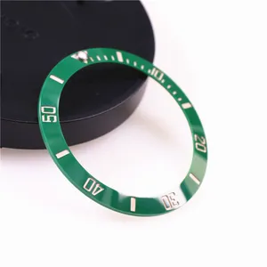 For Rlx Watch Sub Diving Platinum Font Sapphire Luminous 38mm Emerald Green Original Ceramic Embed Bezel Insert Ring Clean Facto