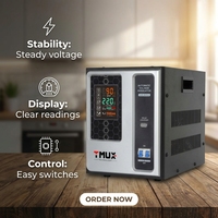 Stabilisateur de tension monophasé intelligent à affichage LED 1kVA-10kVA pour imprimantes laser et équipements de bureau (vente en gros)