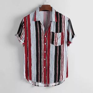 <span class=keywords><strong>Chemise</strong></span> à manches courtes d'été <span class=keywords><strong>grande</strong></span> <span class=keywords><strong>taille</strong></span> pour hommes Bar vertical Chemises imprimées de smoking Chemises élégantes à fleurs pour hommes - Product Image 4