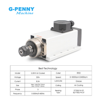 Moteur de broche refroidi par air G-penny 2.2KW ER20 de type carré avec boîtier de jonction et bride, avec roulement pour variateur QL 2.2KW