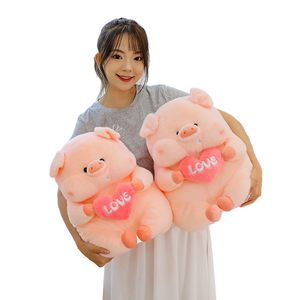 وسادة عناق خنزير عملاقة على شكل قلب من نسيج القطن الناعم مطرز هدية عيد ميلاد من القطيفة ملحق زخرفي للسرير - Product Image 1