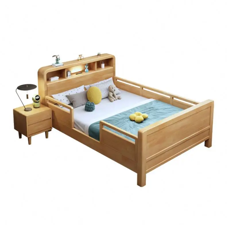 Tempat tidur kayu anak, tempat tidur anak-anak murah furnitur kamar tidur kayu set pabrik meja geser