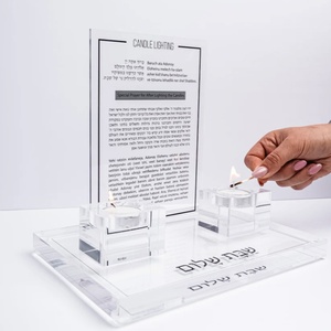 Custom Acrylic Flower Shabbat <strong>Candle</strong> <strong>Holder</strong> Set Tea Light <strong>Holder</strong> - Product Image 6