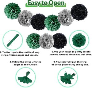 Décorations d'<span class=keywords><strong>anniversaire</strong></span> sur le thème du football, y compris des ballons de fête, une bannière <span class=keywords><strong>Joyeux</strong></span> <span class=keywords><strong>Anniversaire</strong></span>, un rideau à franges et des pompons en papier de soie - Product Image 4