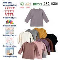 Haut de sous-vêtement à manches longues pour bébé en coton et élasthanne, T-shirt intérieur pour enfants 80-140cm, Printemps Automne, Doux et extensible, Vente en gros, Personnalisable