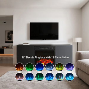 36" Electric <strong>Fireplace</strong> <strong>TV</strong> <strong>Unit</strong> 12 Flame Colors 750W/1500W Touch Screen Remote - Product Image 5