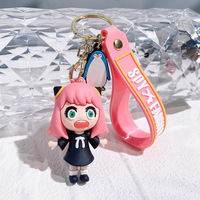 Porte-clés Anime en silicone souple non toxique, motif dessin animé mignon espion jouant à la maison, pendentif pour téléphone portable, style américain, vente en gros