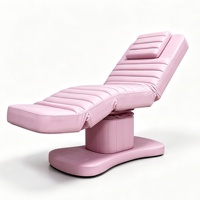 Cama de Masaje Eléctrica Rosa con Calefacción, 4 Motores, Ajustable, con Separación de Piernas, Silla para Tratamientos Faciales, Control Remoto, Cama de Spa