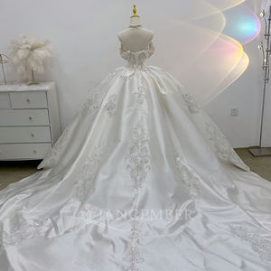 Satin Wedding Dress Elegant Strapless Bridal Gown Vestidos De Novias <b>Sequined</b> Beading Lace Evening Party Dress Lsjj16 - Product Image 6