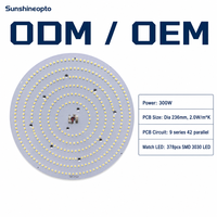 Panneau LED haute puissance 300W, 378 LED SMD 3030, 9 séries 42 parallèles, PCB rond pour éclairage UFO High Bay